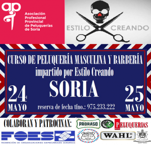 Cartel del curso de peluqería masculina